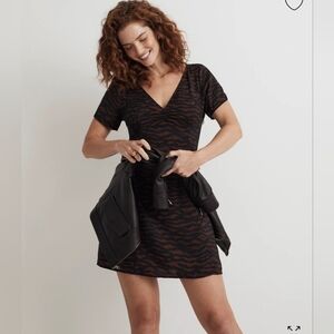 Madewell V-Neck Mini Dress in Abstract Animal